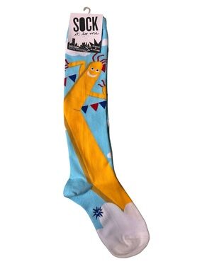 Sock It To Me Women’s Light Blue & Yellow Knee-High Novelty Socks